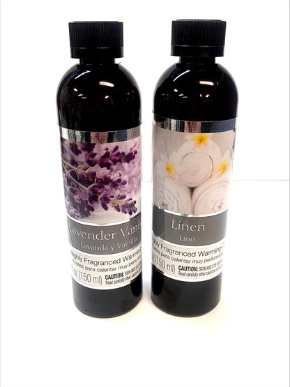 Hosley Set of 2 Fragrance Warming Oils 5oz Each - Lavender Vanilla & Linen