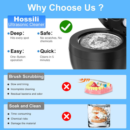 Hossili Ultrasonic Retainer Cleaner Machine – 200ML, 45kHz, 4 Modes, Digital Timer