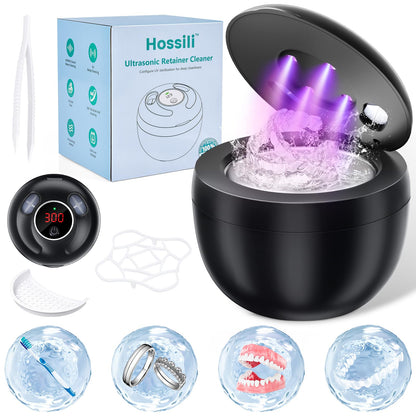 Hossili Ultrasonic Retainer Cleaner Machine – 200ML, 45kHz, 4 Modes, Digital Timer