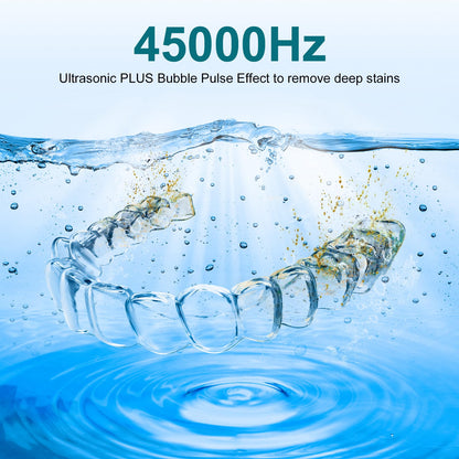Hossili Ultrasonic Retainer Cleaner – 45kHz 200ml, 4 Wash Modes, 360° UV, Digital Timer (White)
