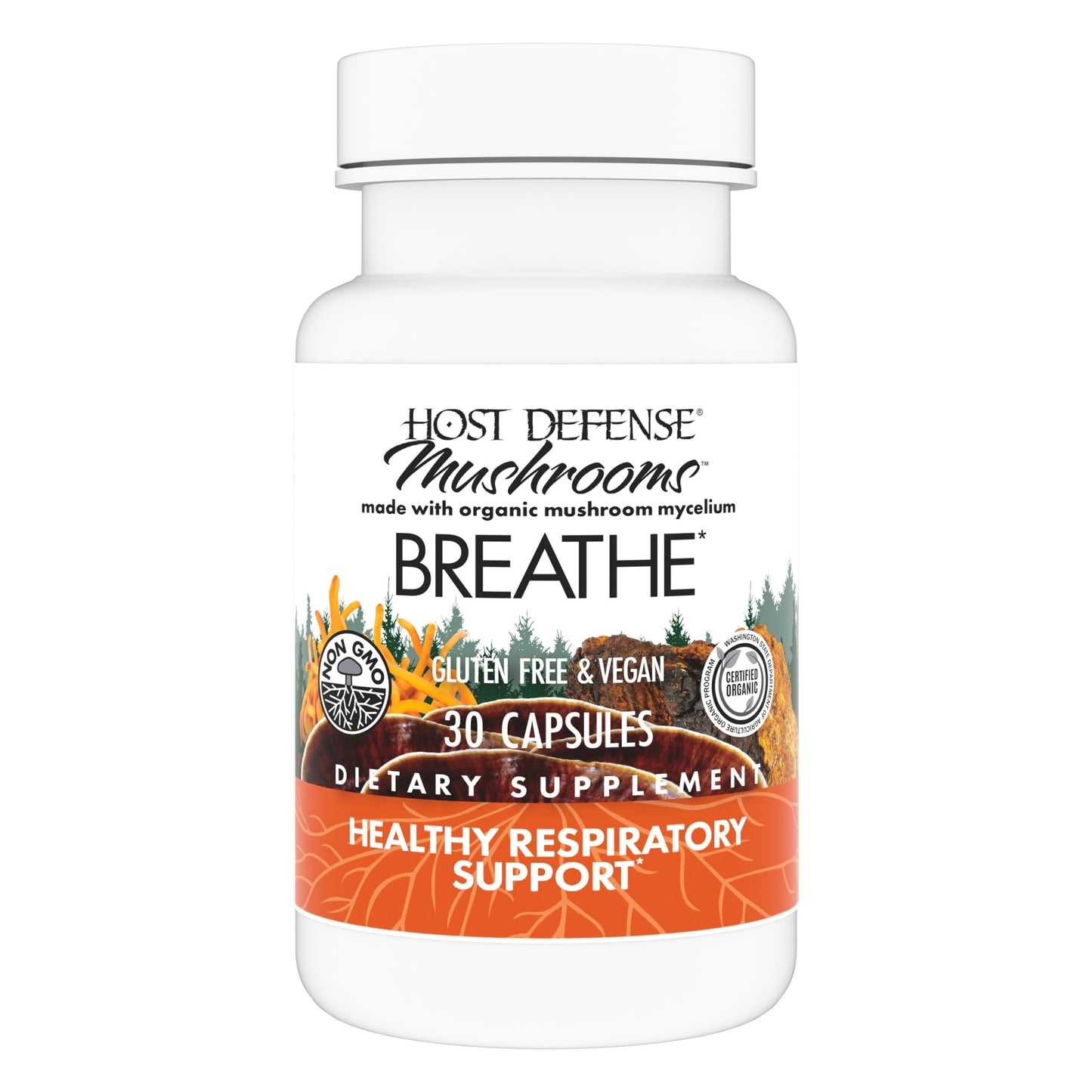 Host Defense Breathe Capsules – Immune & Respiratory Support Mushroom Supplement (30 Caps)