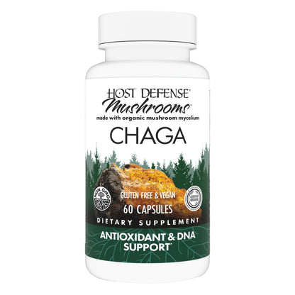 Host Defense Chaga Capsules – Immune Support & Antioxidant Mushroom Supplement | 60 Capsules (30 Servings)