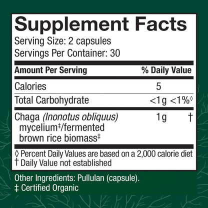Host Defense Chaga Capsules – Immune Support & Antioxidant Mushroom Supplement | 60 Capsules (30 Servings)