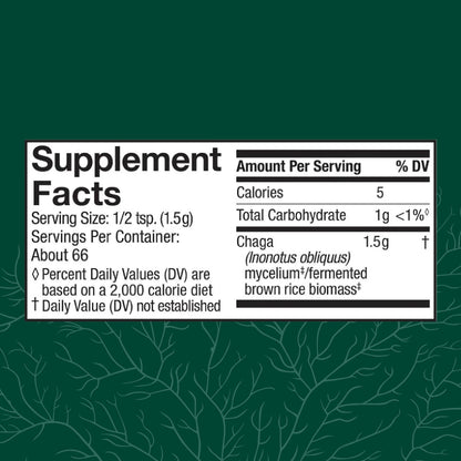 Host Defense Chaga Powder – Immune Support & Antioxidant Mushroom Supplement | 3.5 oz (66 Servings)