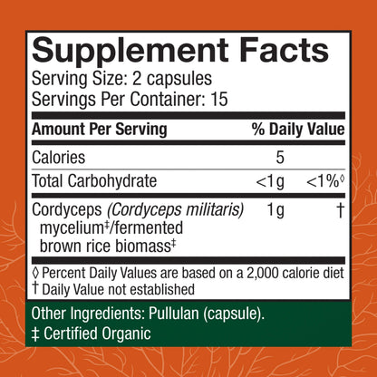 Host Defense Cordyceps Capsules – Immune & Energy Support (30 Capsules)