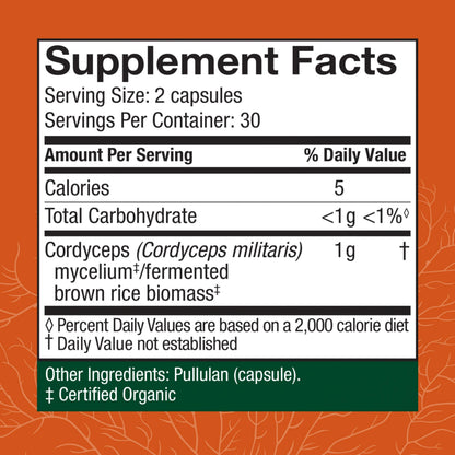 Host Defense Cordyceps Capsules – Immune & Energy Support (60 Caps)