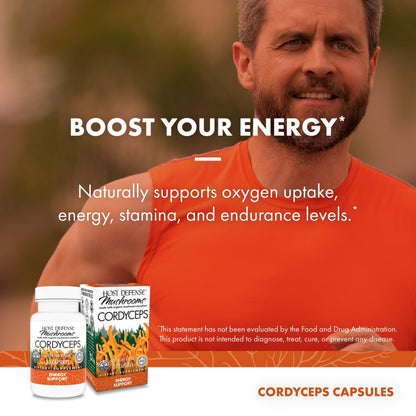 Host Defense Cordyceps Capsules – Immune & Energy Support (30 Capsules)