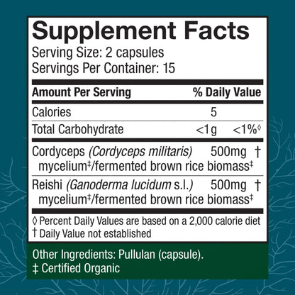 Host Defense CordyChi Capsules – Energy & Immune Support (Cordyceps & Reishi) – 30 Caps