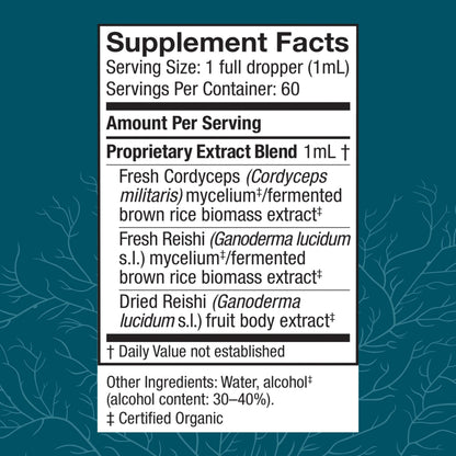 Host Defense CordyChi Extract - Cordyceps & Reishi Mushroom Supplement for Energy & Immune Support | 2 fl oz