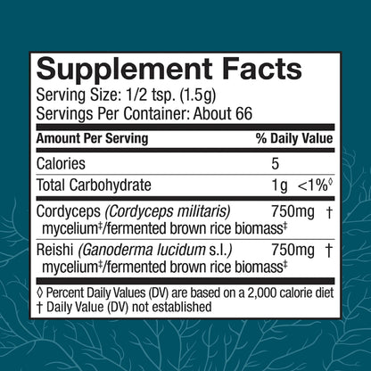 Host Defense CordyChi Powder – Cordyceps & Reishi for Energy, Immunity & Relaxation | 3.5 oz (66 Servings)
