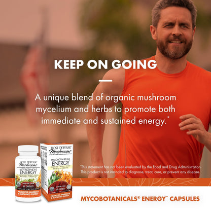 Host Defense MycoBotanicals Energy Capsules – Energy & Respiratory Support (Cordyceps, Reishi & Chaga) – 60 Capsules