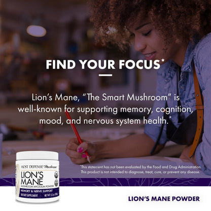 Host Defense Lion's Mane Powder - Brain Health & Focus (66 Servings)