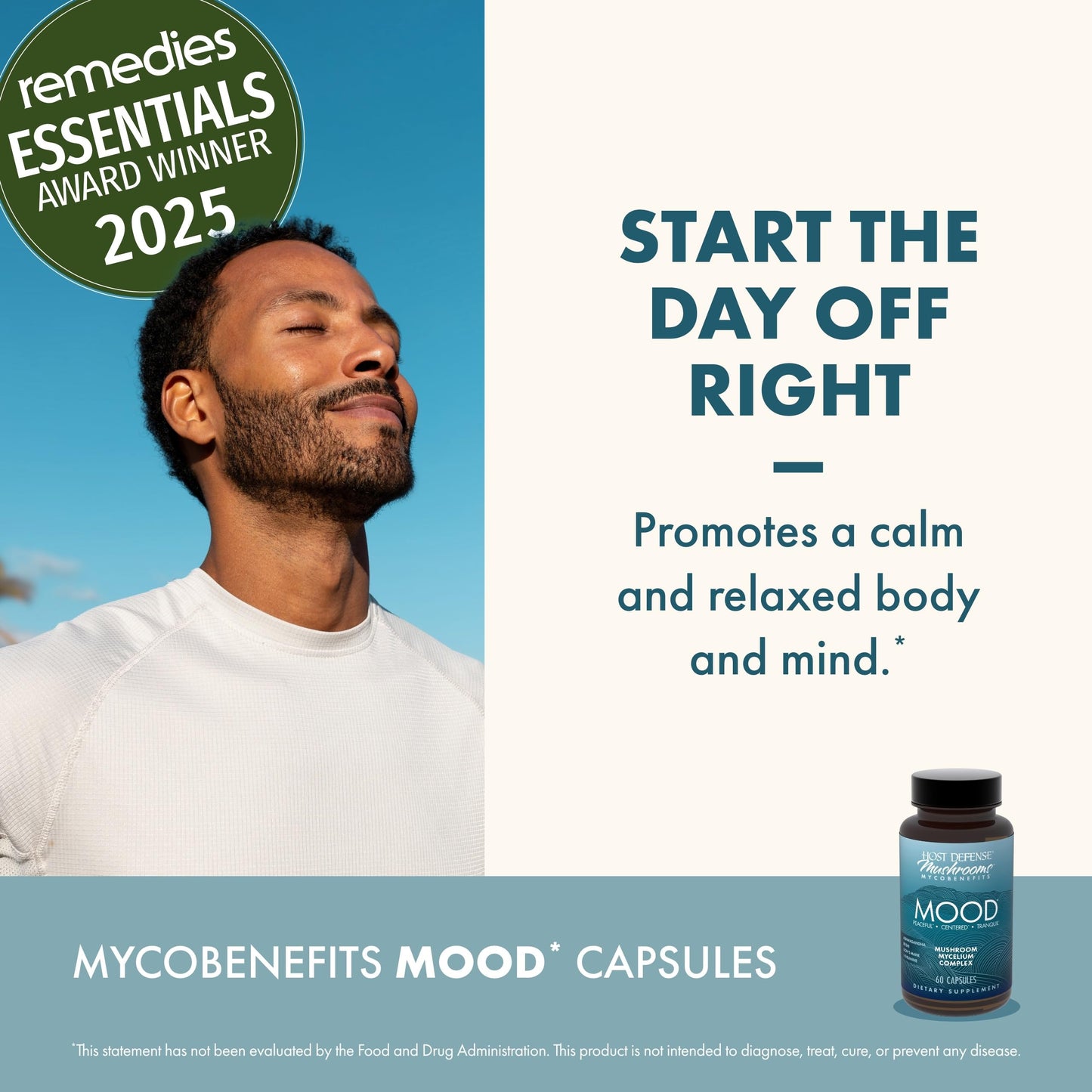 Host Defense MycoBenefits Mood* Capsules – Healthy Mind Support | Lion's Mane, L-Theanine & Ashwagandha | 60 Caps