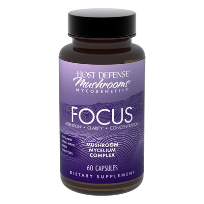 Host Defense MycoBenefits Focus Capsules – Brain Health Mushroom Supplement with Lion's Mane, Reishi & B Vitamins | 60 Capsules (30 Servings)