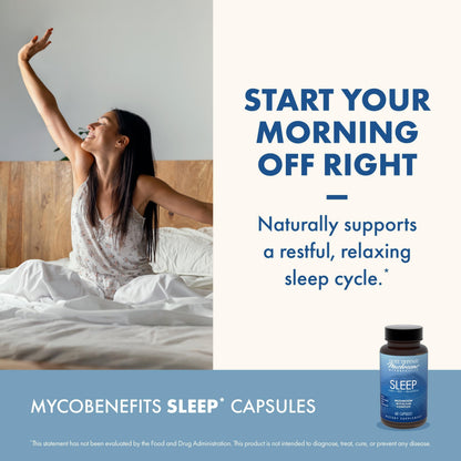 Host Defense MycoBenefits Sleep Capsules – Restful Sleep Support with Magnesium, Lion's Mane & GABA (60 Capsules, 30 Servings)
