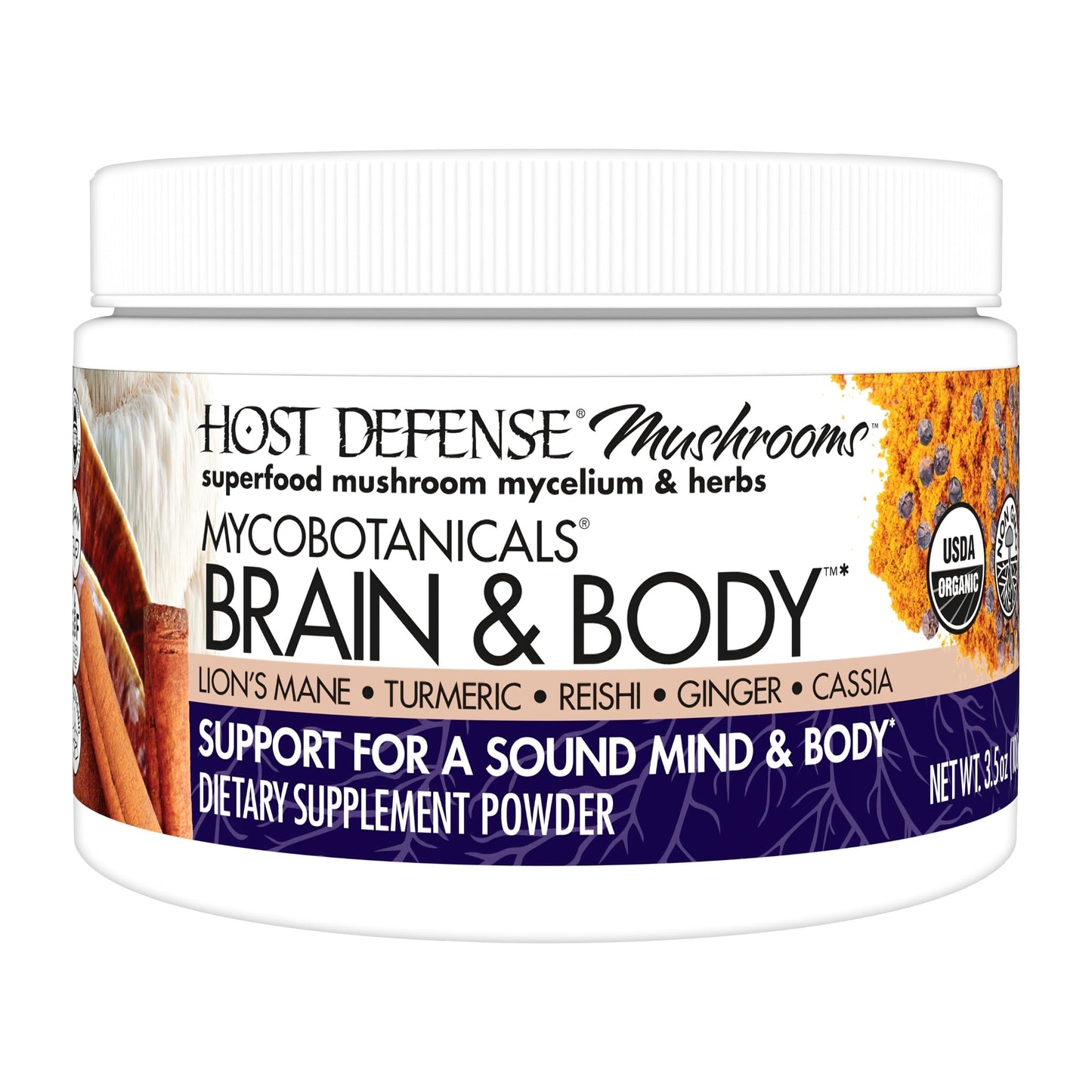 Host Defense MycoBotanicals Brain & Body Powder – Digestive & Immune Support with Lion's Mane & Reishi