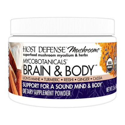 Host Defense MycoBotanicals Brain & Body Powder – Digestive & Immune Support with Lion's Mane & Reishi