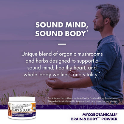 Host Defense MycoBotanicals Brain & Body Powder – Digestive & Immune Support with Lion's Mane & Reishi