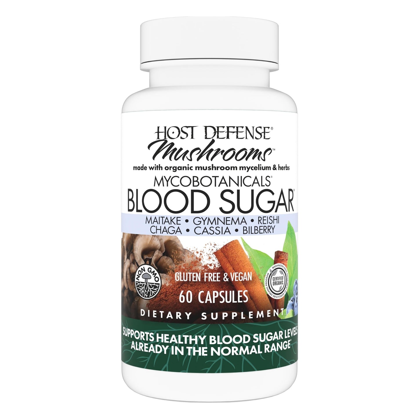 Host Defense MycoBotanicals Capsules – Reishi, Chaga & Maitake Mushroom Supplement (60 Capsules, 30 Servings)