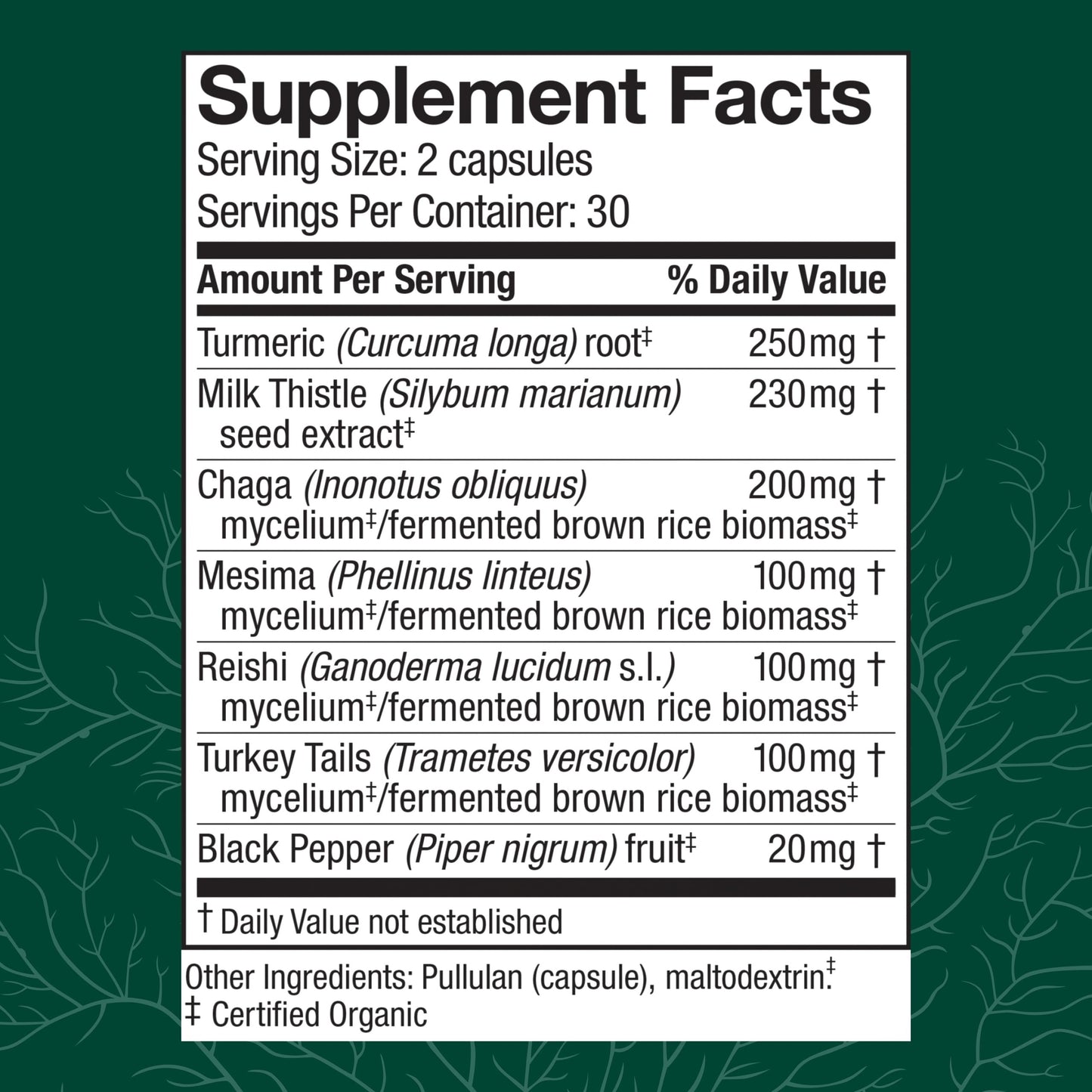 Host Defense MycoBotanicals Liver* Capsules - Liver Health Supplement with Milk Thistle & Turmeric Root - Mushroom Supplement with Turkey Tail, Reishi & Chaga - 60 Capsules (30 Servings)*