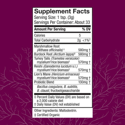 Host Defense MycoBotanicals Microbiome Powder – Digestive & Immune Health Support (3.5 oz, 33 Servings)