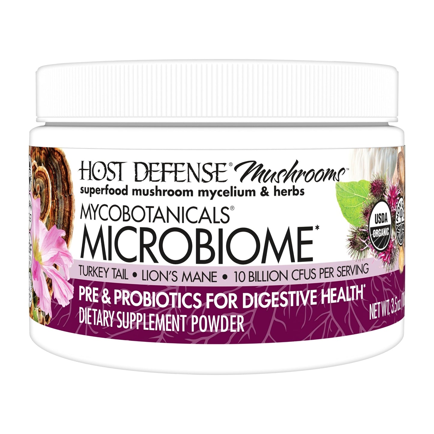 Host Defense MycoBotanicals Microbiome Powder – Digestive & Immune Health Support (3.5 oz, 33 Servings)