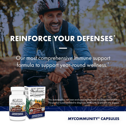 Host Defense MyCommunity Capsules - 17-Species Mushroom Blend for Immune Support | 30 Capsules