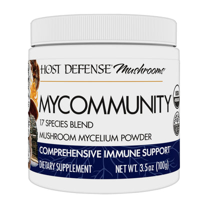 Host Defense MyCommunity Powder 17-Species Mushroom Blend for Immune Support - 100g (66 Servings)