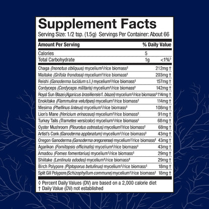 Host Defense MyCommunity Powder 17-Species Mushroom Blend for Immune Support - 100g (66 Servings)