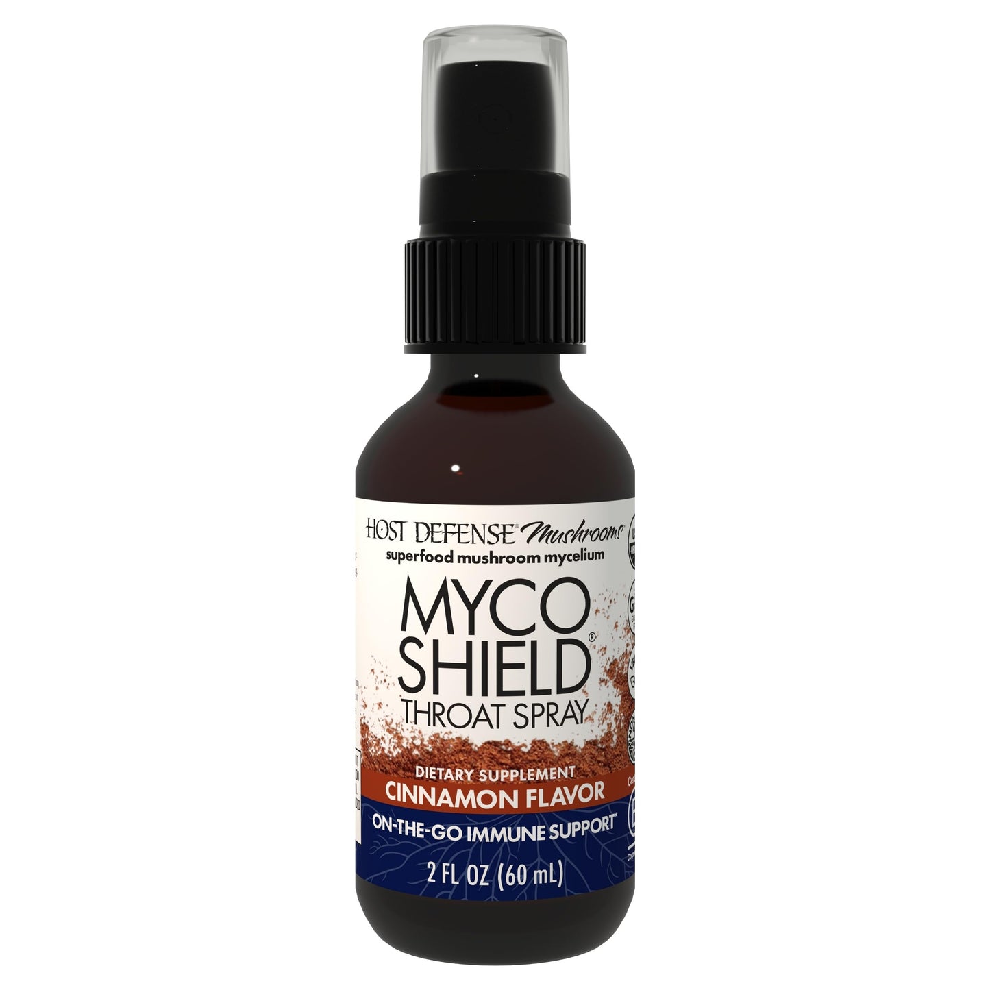 Host Defense MycoShield Throat Spray – Immune Support Mushroom Supplement (Chaga, Reishi, Turkey Tail) – Cinnamon, 2 oz