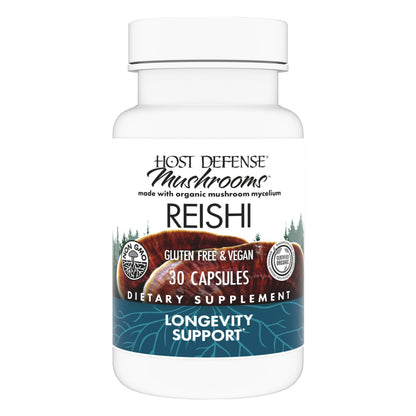 Host Defense Reishi Capsules - Immune Support, Heart Health & Energy | 30 Capsules (15 Servings)