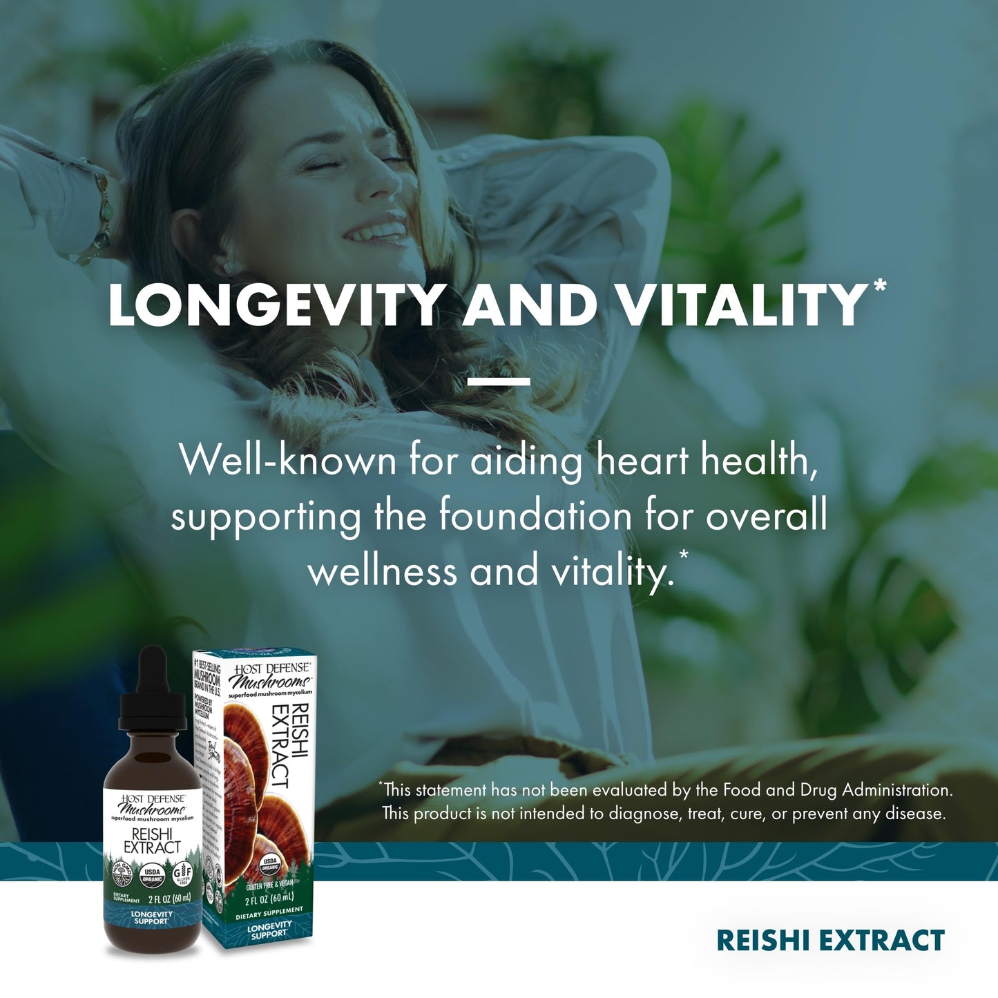 Host Defense Reishi Extract – Immune & Heart Health Support (2 fl oz, 60 Servings)