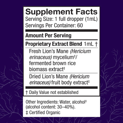 Host Defense Mushrooms Lion's Mane Extract – Brain Health & Focus Support (2 fl oz)