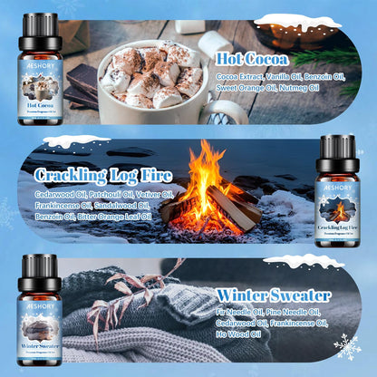 Winter Essential Oils Set – 6 Premium Holiday Fragrance Oils for Diffuser, Candle & Soap