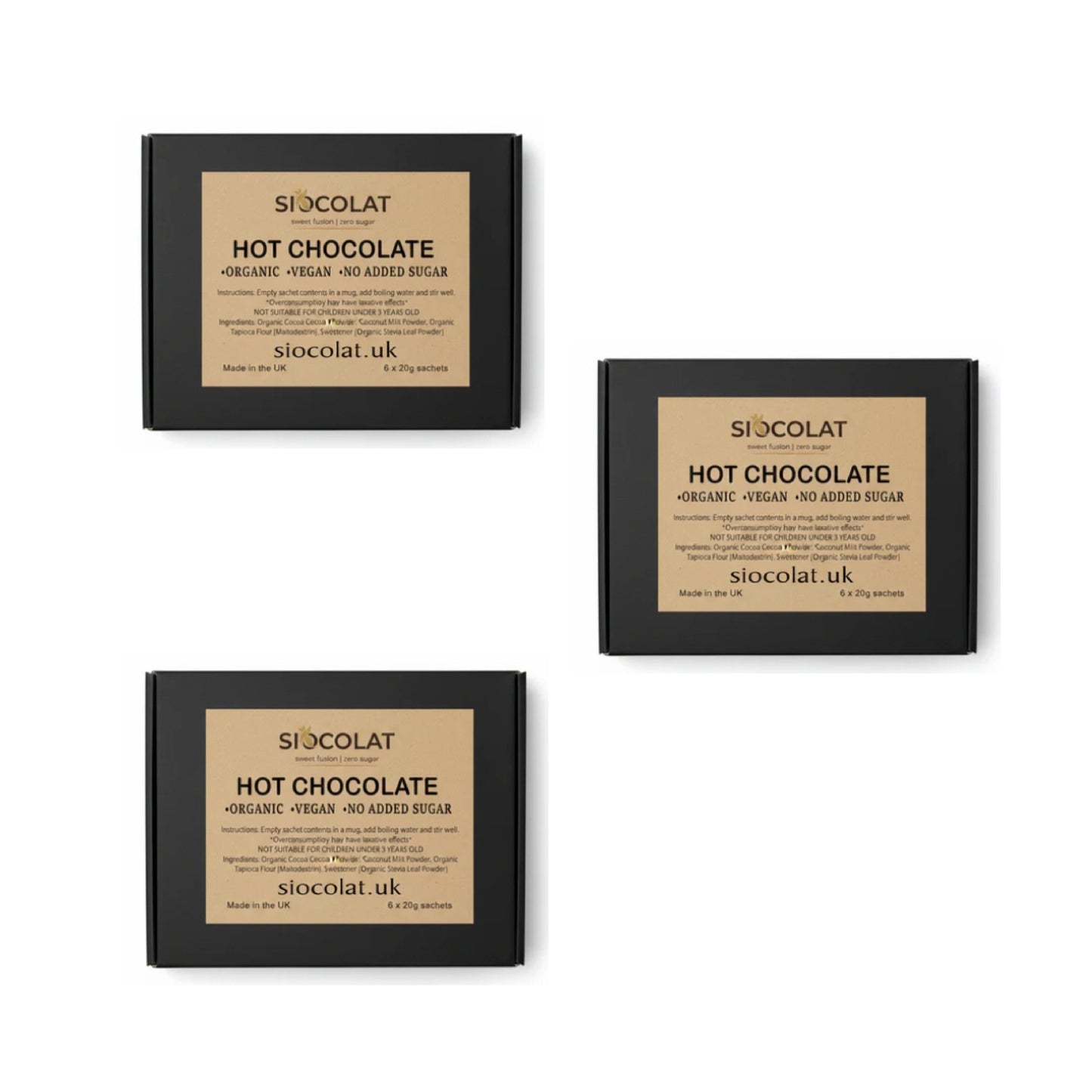 3-Pack No Added Sugar Vegan Hot Chocolate – Delicious & Healthy Treats