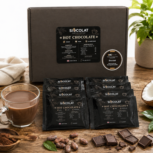 Siocolat Organic Vegan Sugar Free Low Calorie Hot Chocolate Drink 10 sachets