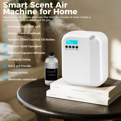 Hotel Collection Diffuser – 10000 Sq Ft Coverage, 200ml Waterless Aromatherapy Diffuser, White