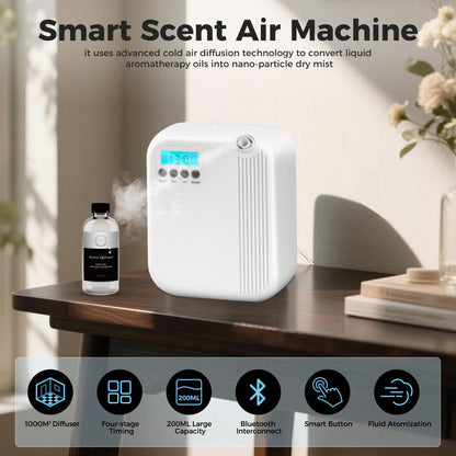 Hotel Collection Diffuser – 10000 Sq Ft Coverage, 200ml Waterless Aromatherapy Diffuser, White