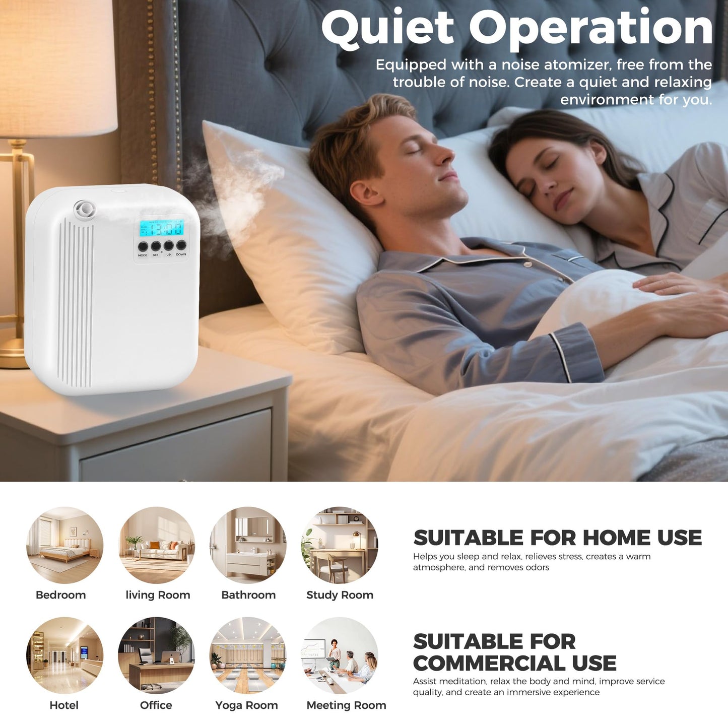 Hotel Collection Diffuser – 10000 Sq Ft Coverage, 200ml Waterless Aromatherapy Diffuser, White