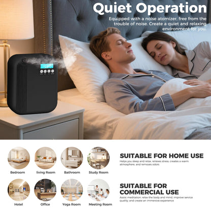 Hotel Collection Diffuser, House Scent Machine, 3000 Sq.Ft Coverage, 200ml Large Capacity Aromatherapy Machine, Scent Diffusers for Home Large Room, Office Waterless Essential Oil Diffuser, Black