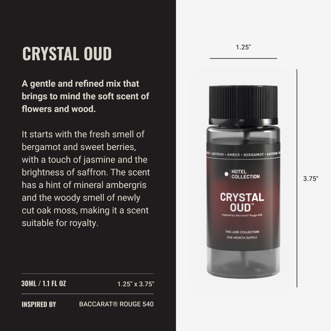 Hotel Collection Diffuser Oil – Crystal Oud Pro-Pod, Bergamot Saffron Amber 30ML