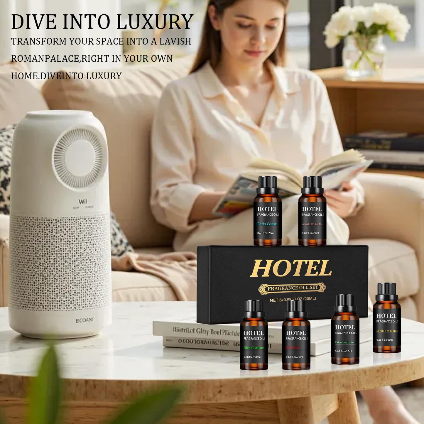Hotel Collection Luxury Scent: Diffuser Oils Set Inspired by My Way, Westin White Tea & Ritz-Carlton