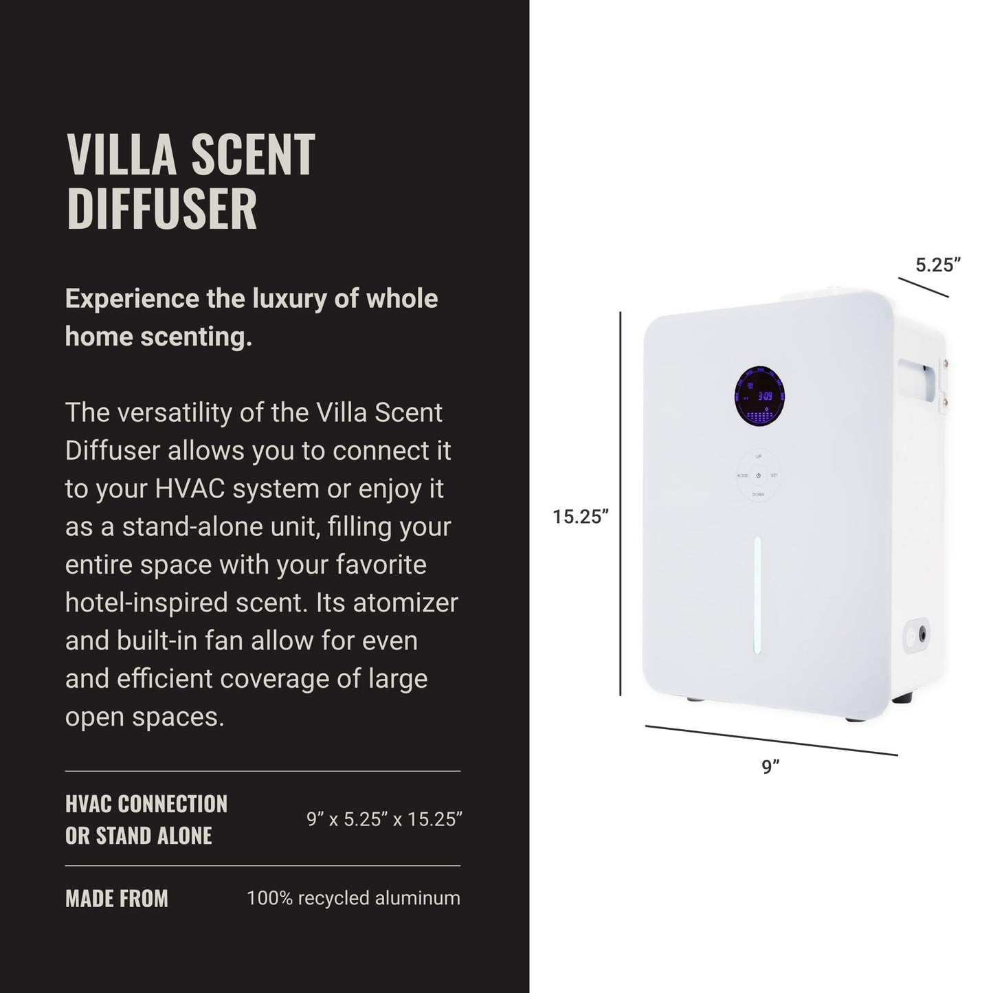 Hotel Collection Villa Scent Diffuser – HVAC or Standalone, 1800 sq ft, White