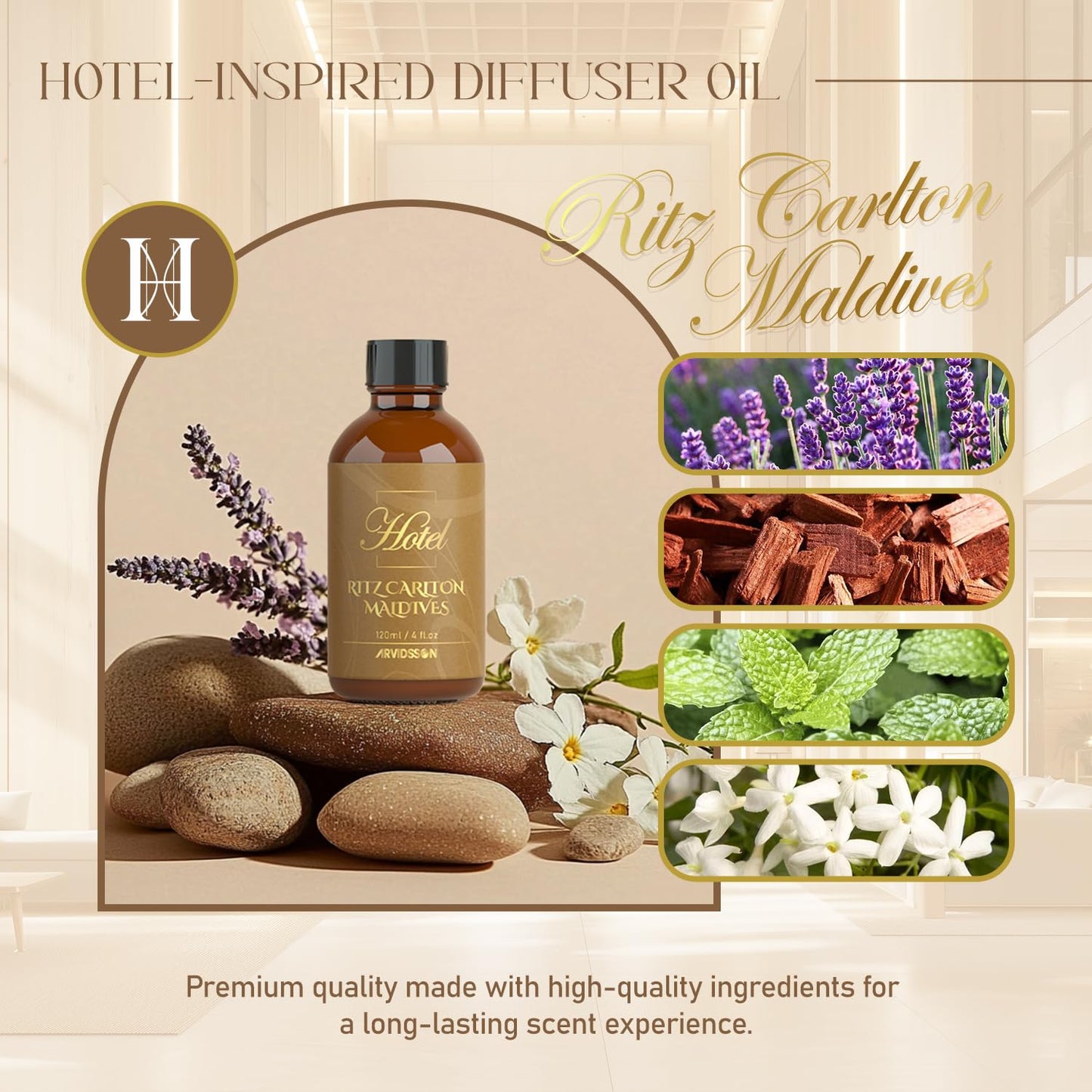 Hotel Diffuser Oil 4 Oz (120ml) Inspired by The Ritz Carton Hotel – Luxury Fragrance Oil for Diffuser & Crafting