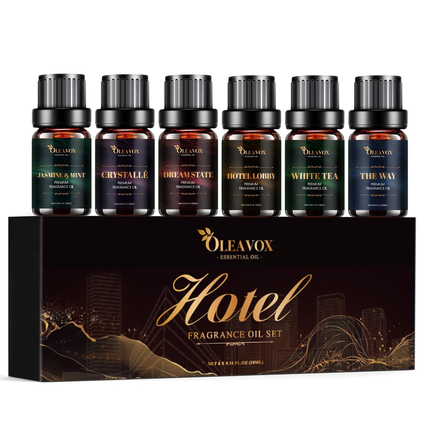 Hotel Diffuser Oils Gift Set – Luxury Fragrance Oils for Diffusers (Jasmine & Mint, White Tea, The Way)