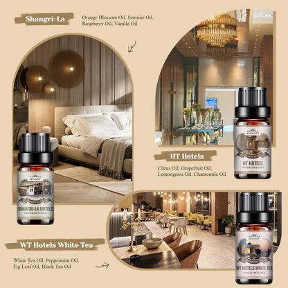 Hotel Diffuser Oils Gift Set – 6x10ml Luxury Fragrance Oils for Diffuser, Candle & Soap Making