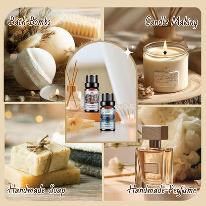 Hotel Diffuser Oils Gift Set – 6x10ml Luxury Fragrance Oils for Diffuser, Candle & Soap Making