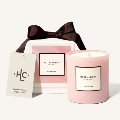Hotel Lobby Signature Candle – Luxury Hand-Poured 9.75oz Soy Wax with Amber, Cedar & Musk