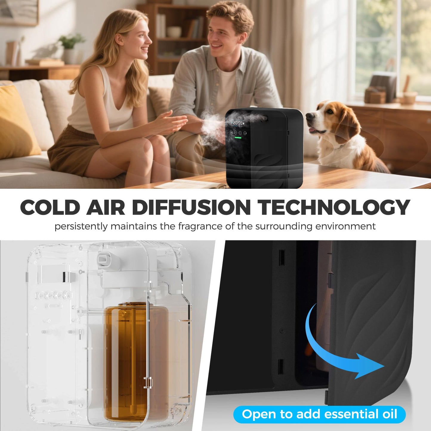Hotel Scent Diffuser - Whole Home Scent Machine, 1000 m3 Coverage (~5000 Sq Ft), 500ml Capacity