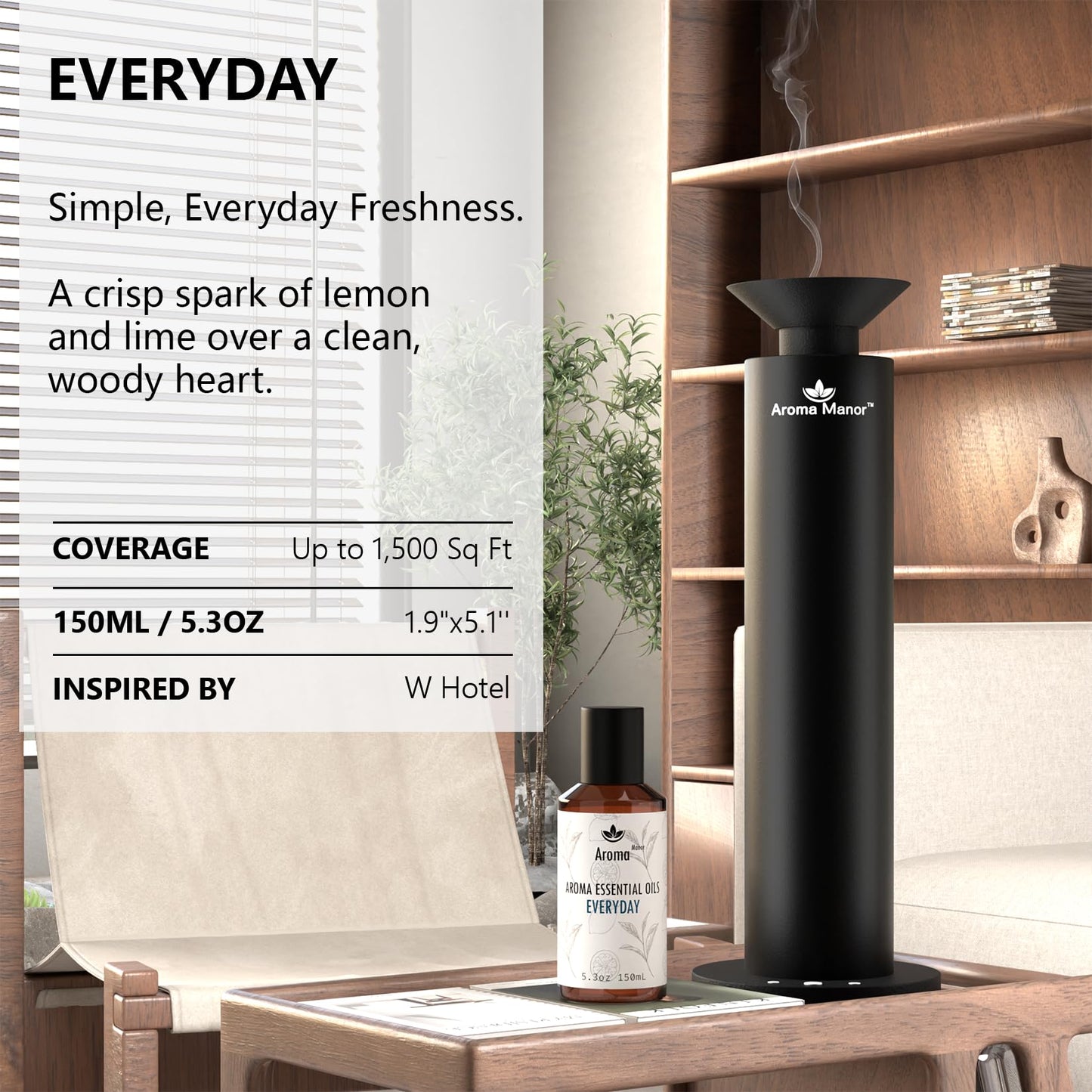 Hotel Scent Diffuser – Luxury Home & Office Aromas (Lemon, Citron, Guaiac Wood, Tea Leaves)